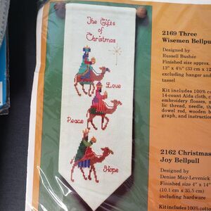 Vtg 80s Sealed Creative Circle Counted Cross Stitch Kit 3 Wisemen Bell Pull 2169
